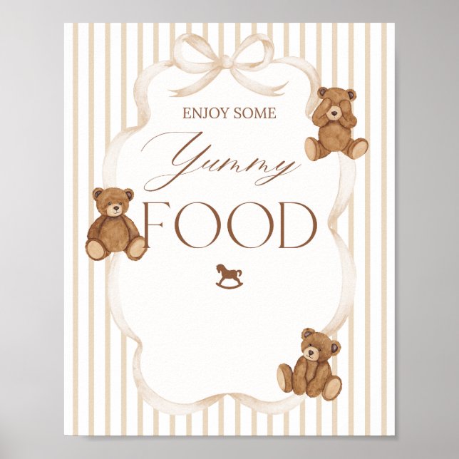 Affiche We Can Bearly Wait Elegant Baby Shower food (Devant)