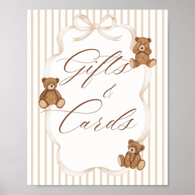 Affiche We Can Bearly Wait Elegant Baby Shower Gift Card (Devant)