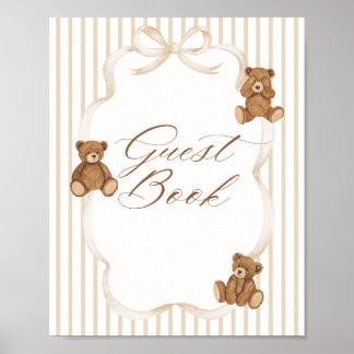 Affiche We Can Bearly Wait Elegant Baby Shower guest book