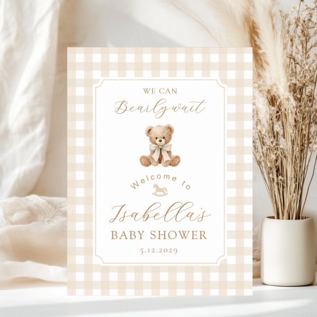 Affiche  We can bearly wait neutral Teddy bear Welcome (Créateur téléchargé)