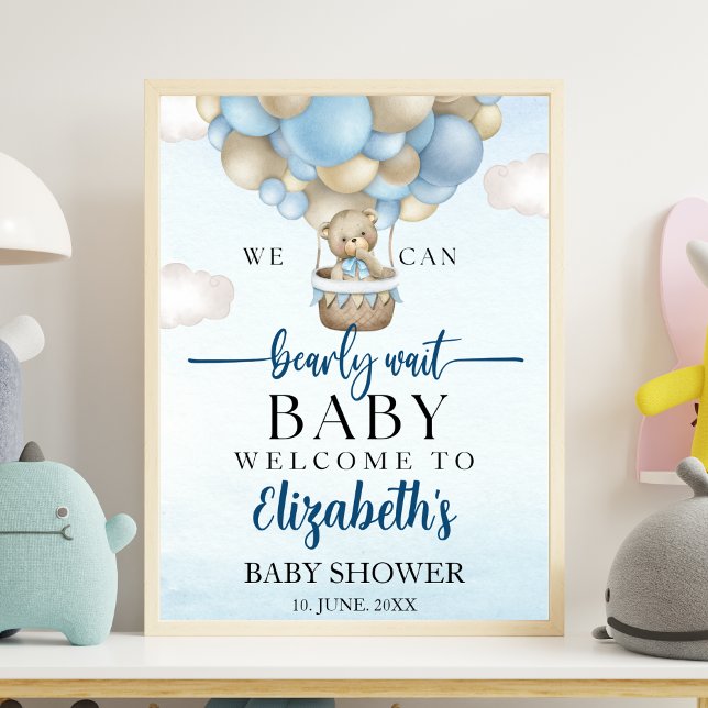 Affiche We can Bearly wait - Teddy Bear Baby Shower Boy (Créateur téléchargé)