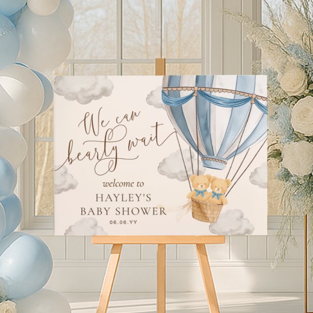 Affiche We Can Bearly Wait Twins Baby Shower Welcome (Créateur téléchargé)