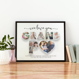 Affiche We Love You Grand-père Photo Collage