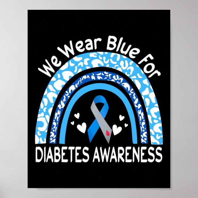 Affiche We Wear Blue For Diabetes Awareness Rainbow Leopar (Devant)