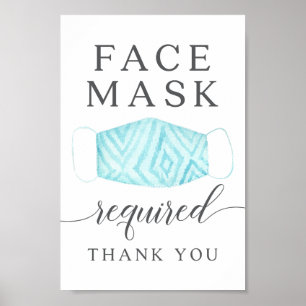 Affiche Wear A Mask Sign - Mask Required - Blue Mask