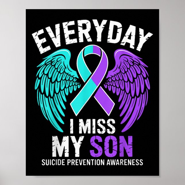 Affiche Wear Teal &amp; Purple I Miss My Son Suicide Preve (Devant)