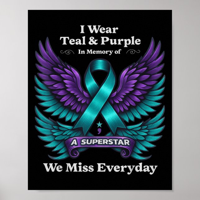 Affiche Wear Teal &amp; Purple In Memory Of A Loved One Aw (Devant)