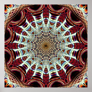 Affiche Web Mandala Art géométrique beige rouge complexe
