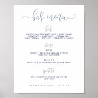 Wedding Bar Menu Sign - Bounce Script (Dusty Blue)