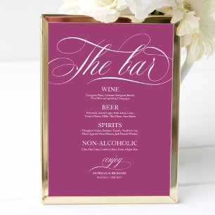 Affiche Wedding Bar Menu Sign Chic Pink Cassis