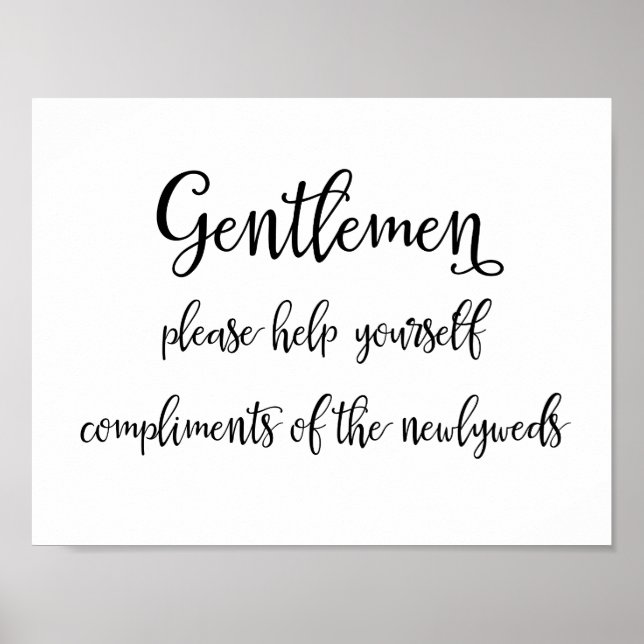 Affiche Wedding bathroom basket sign | Gentlemen (Devant)