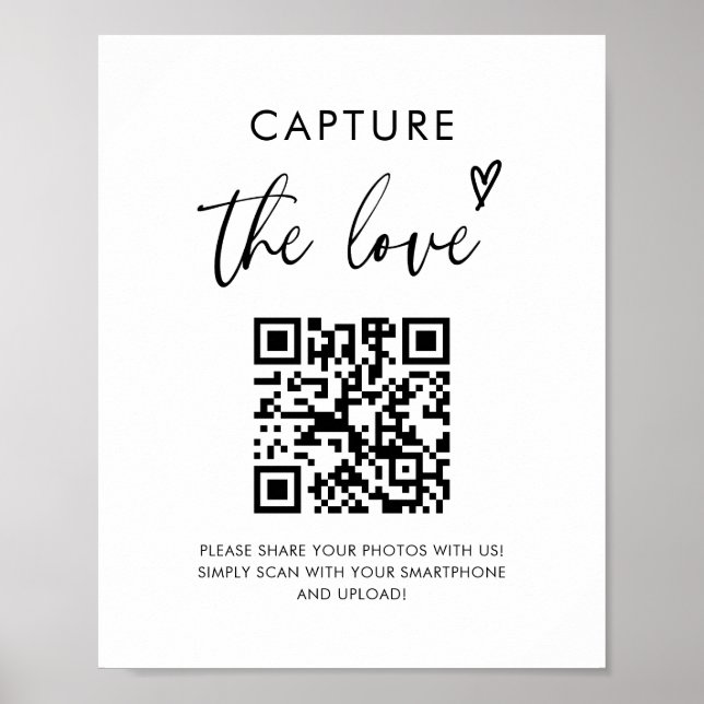 Affiche Wedding Capture The Love Photo Share QR Code Sign (Devant)
