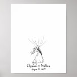 Affiche Wedding Couple Fingerprint Guestbook<br><div class="desc">This is a great way to commemorate all the guests at a dandelion-themed event! Have guests add their fingerprints and sign their names to fill in the dandelion seeds. Then you can frame it for a keepsake! It can be used for a birthday, christening, naming day, gender reveal party, teacher’s...</div>