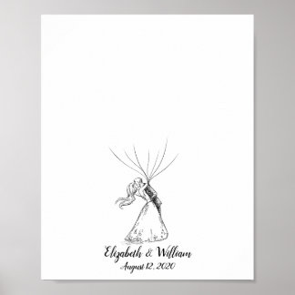 Affiche Wedding Couple Fingerprint Guestbook