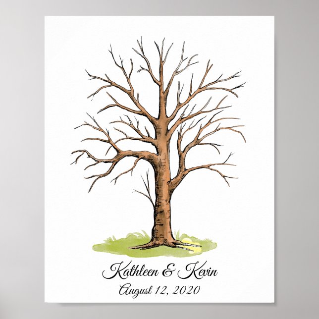 Affiche Wedding Fingerprint Tree guest Book N.2 (Devant)