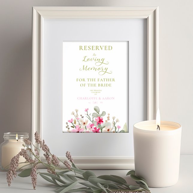 Affiche Wedding Floral Wreath Loving Memory Reserved Seat (Créateur téléchargé)