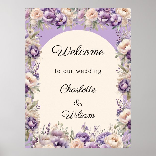 Affiche Wedding lavender champagne cream welcome (Devant)