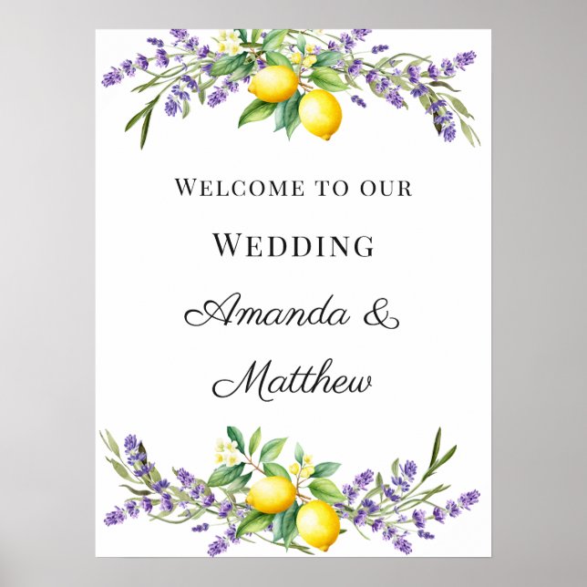 Affiche Wedding lavender lemons welcome (Devant)