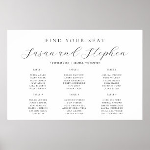 Affiche Wedding Modern Minimal Six Table Seating Chart