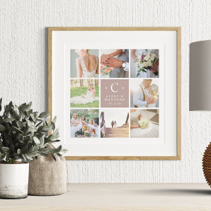Affiche Wedding Monogram 8 Photo Collage