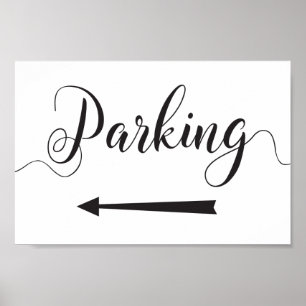 Affiche Wedding Parking Directions Sign Left Arrow