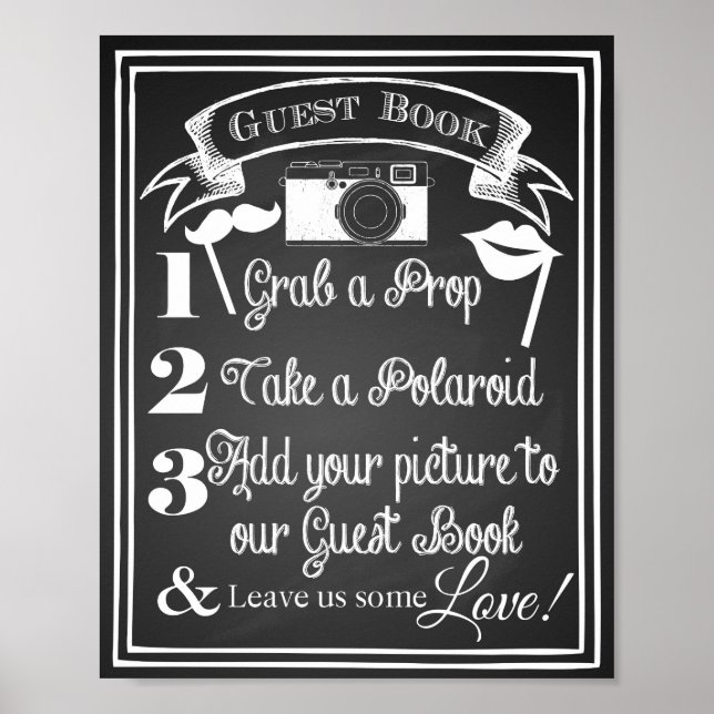Affiche Wedding photo guest book sign chalkboard (Devant)