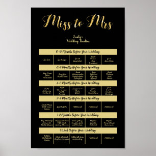 Affiche wedding planner 12MOIS MODÈLE Black Gold