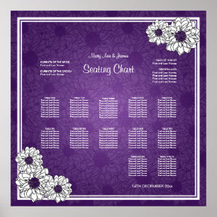 Affiche Wedding Seating Chart Dahlia Floral Purple