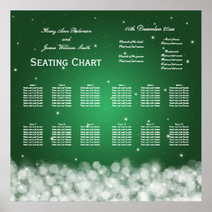 Affiche Wedding Seating Chart Party Sparkle Emerald