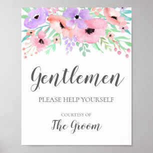 Affiche Wedding Sign – Bathroom Basket Floral Sign