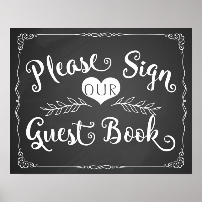 Affiche Wedding sign chalkboard "Guest book" (Devant)