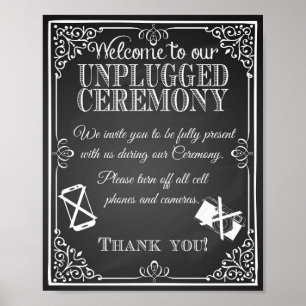 Affiche Wedding sign chalkboard unplugged ceremony
