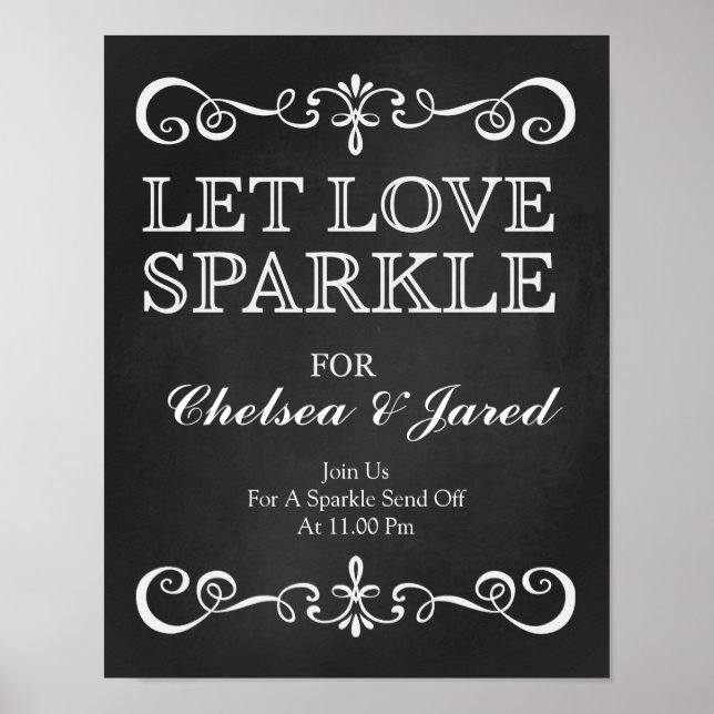 Affiche Wedding Sign – Let Love Sparkle Chalkboard Sign (Devant)