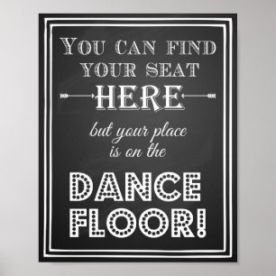 Affiche Wedding sign you can find your seat here vintage