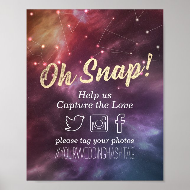Affiche Wedding Snap Hashtag Galaxy Nebula Constellations (Devant)