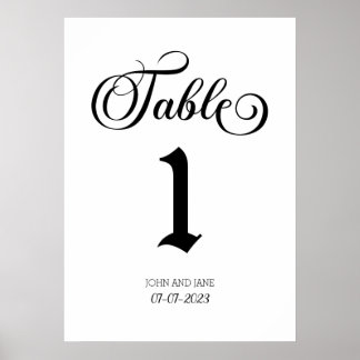 Affiche Wedding Table Number