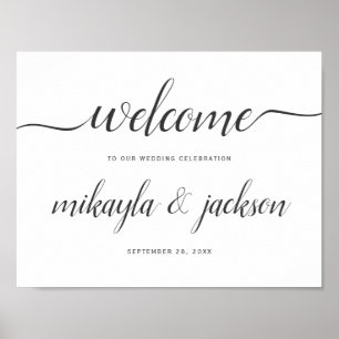 Affiche Wedding Welcome Sign with Modern Black Script