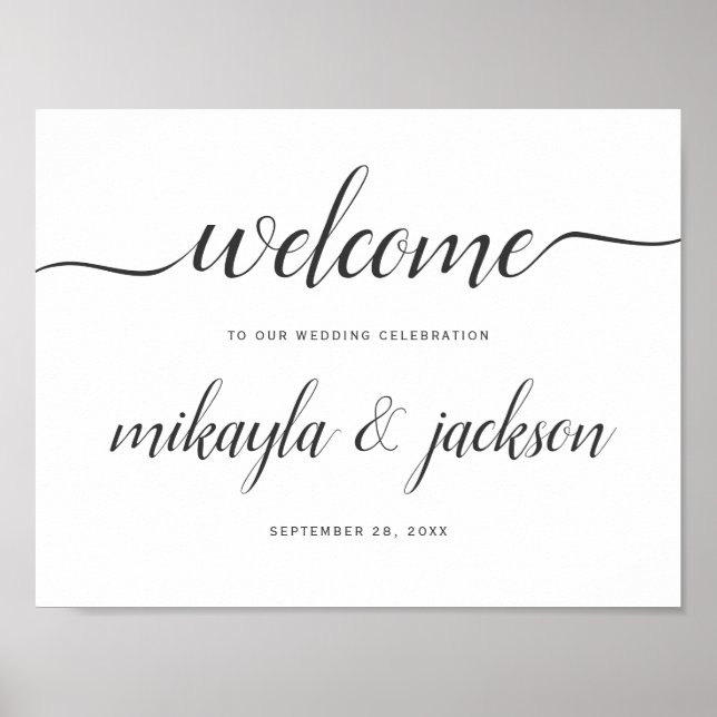 Affiche Wedding Welcome Sign with Modern Black Script (Devant)
