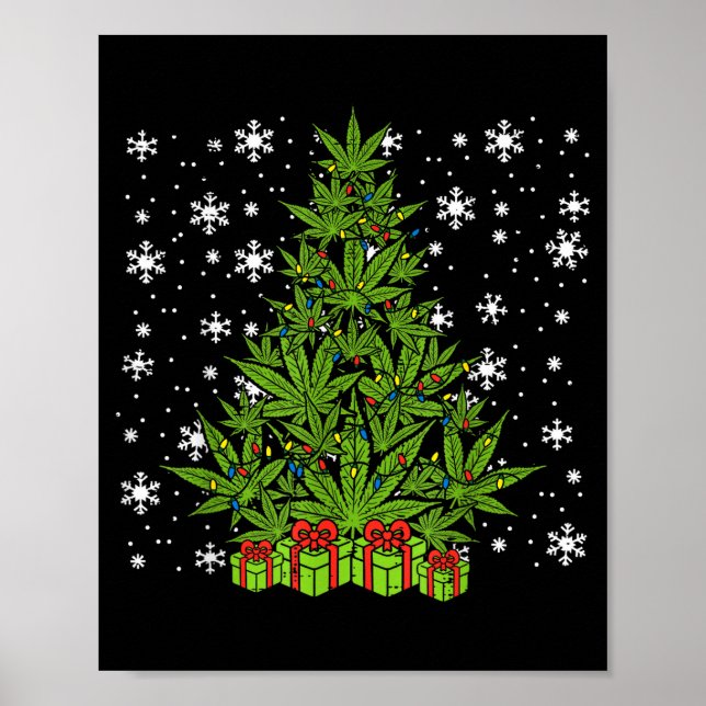Affiche Weed Christmas Tree Funny Xmas T Men Women  (Devant)