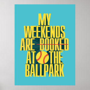 Affiche Week-end de softball amusant au terrain de balle