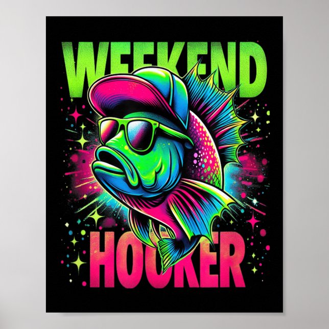 Affiche Week-end le week-end drôle de pêche jeu de mots pu (Devant)