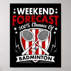Affiche Week-end Prévision Badminton Jeu Jour Shuttles Rac