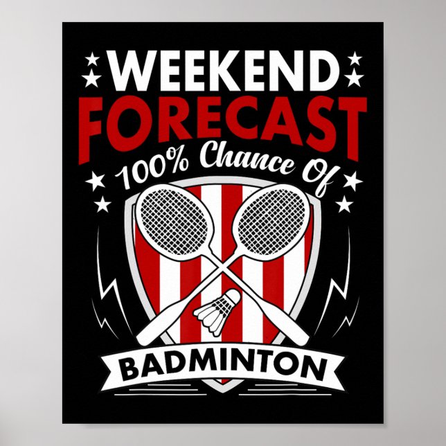 Affiche Week-end Prévision Badminton Jeu Jour Shuttles Rac (Devant)
