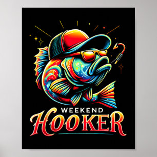 Affiche Week-end R Drôle Poisson Papa Amour Pêche Fête des