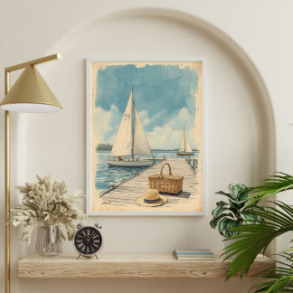 Affiche Weekend in the Hamptons – Retro East Coast Seaside