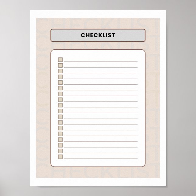 Affiche Weekly Checklist Planner Page (Devant)