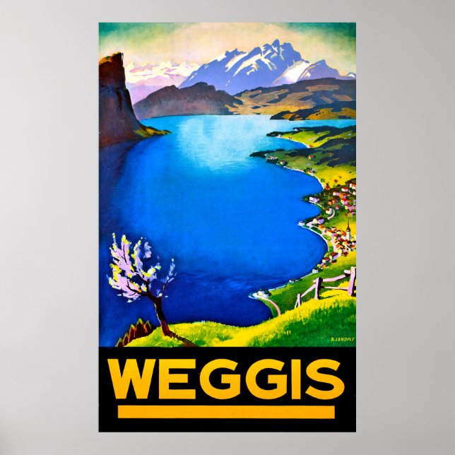 Affiche Weggis, vue sur le lac de Lucerne, Suisse (Devant)