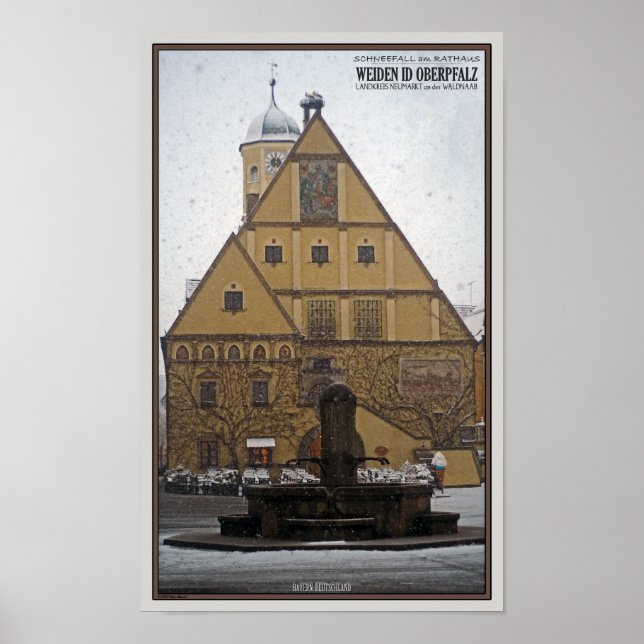 Affiche Weiden id Opf - Chute de neige au Rathaus (Devant)