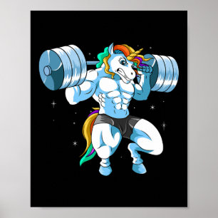 Affiche Weightlifter Barbell - Funny Unicorn Weightlifter