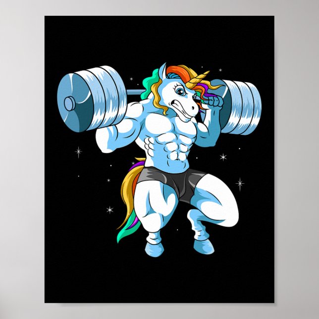Affiche Weightlifter Barbell - Funny Unicorn Weightlifter (Devant)